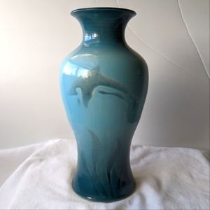 Gary L Wilson Studio Blue Art Pottery Vase Sea Life Ocean Aquatic Animal…